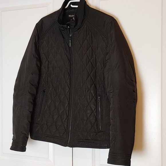 Marc Ecko Cut & Sew Men's Sz Medium Black Bomber Jacket Fall and Winter Quilted - Picture 3 of 10